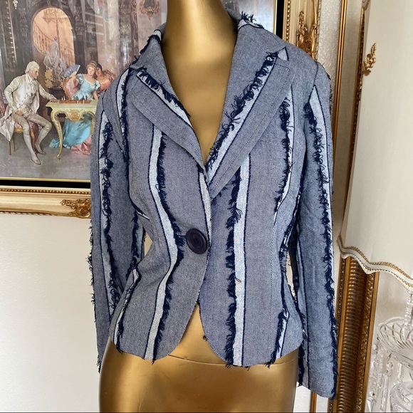 Lena Gabrielle NewYork Eyelash Trim Jacket Blazer - Picture 1 of 10